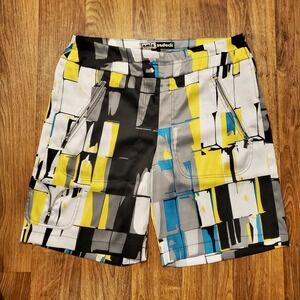 Vtg Jamie Sadock Shorts Women 12 Yellow White Black Tennis Pickleball Art‎ Deco
